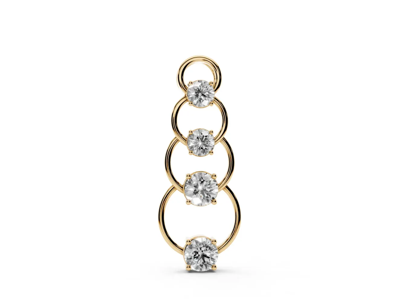 Round Lab-Grown Diamond Linked Circle Drop Pendant Necklace | Plain Wire | Yellow Gold