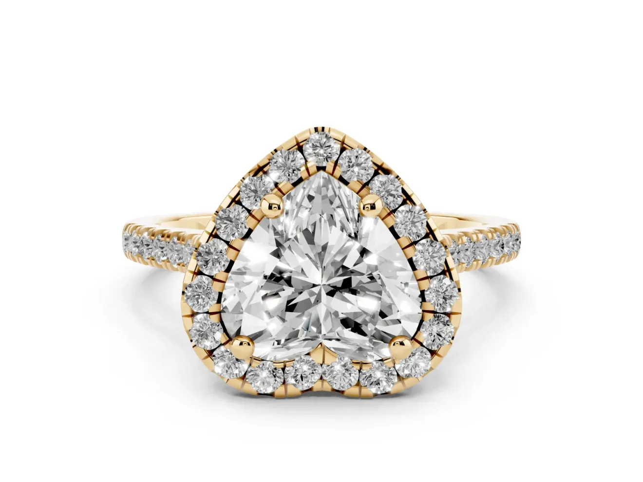 Heart-Shaped Halo Engagement Ring Setting | Tapered Band | Yellow Gold