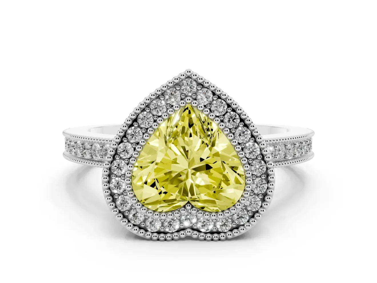 Heart-Shaped Halo Engagement Ring Setting for a Fancy Yellow Lab-Grown Diamond | Sterling Silver - Design NV-24890