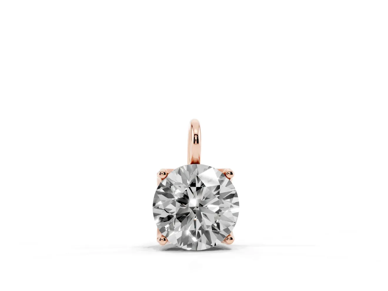 Round Lab-Grown Diamond Solitaire Pendant Necklace | Open Prong Head | Rose Gold