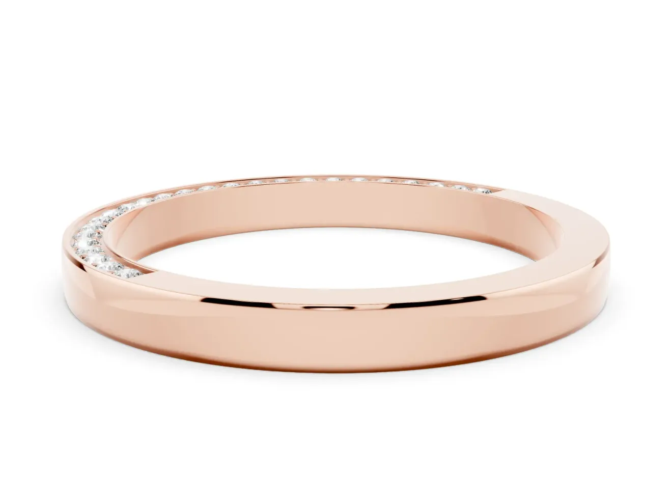Round Diamond Pavé Channel Band Set in Rose gold with Smooth Profile