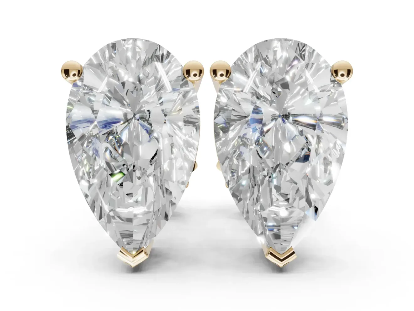 Princess Cut Lab-Grown Diamond Solitaire Basket Stud Earrings | Open Gallery | Yellow Gold