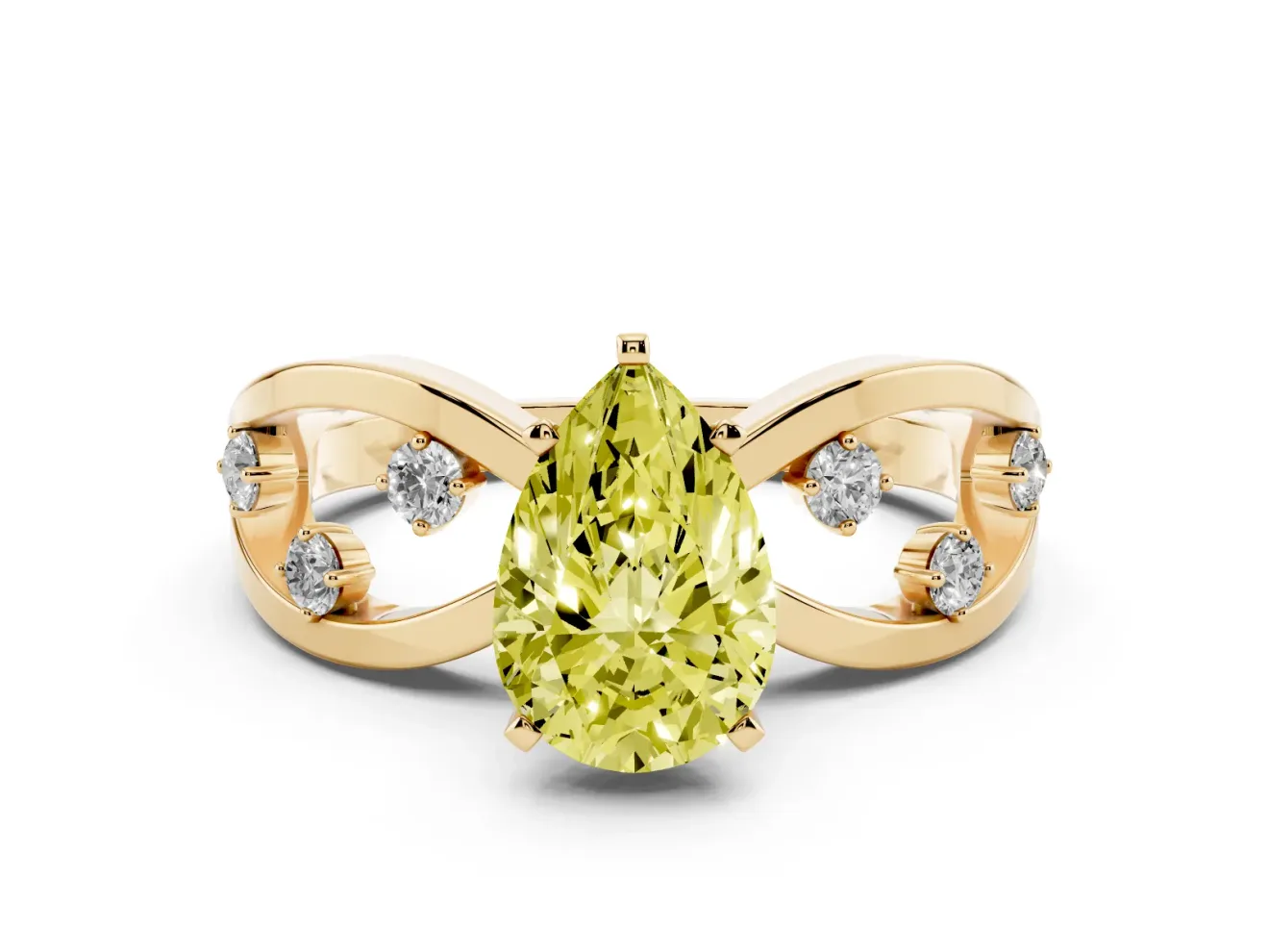 Pear-Shaped Loop Engagement Ring Setting for a Fancy Yellow Lab-Grown Diamond | Yellow Gold