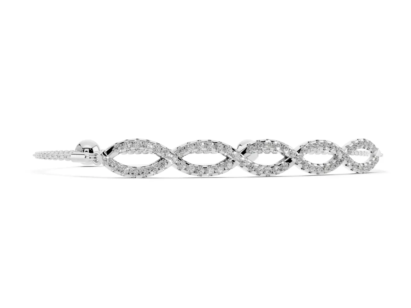 Marquise Diamond Pavé Infinity Chain Bracelet Set in White gold with Bezel Prong Setting