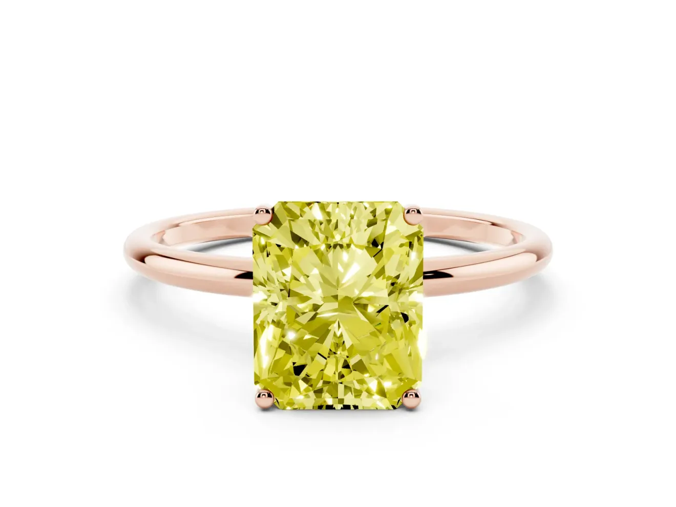 Radiant Cut Engagement Ring Setting for a Fancy Yellow Lab-Grown Diamond | Rose Gold - Design NV-24609