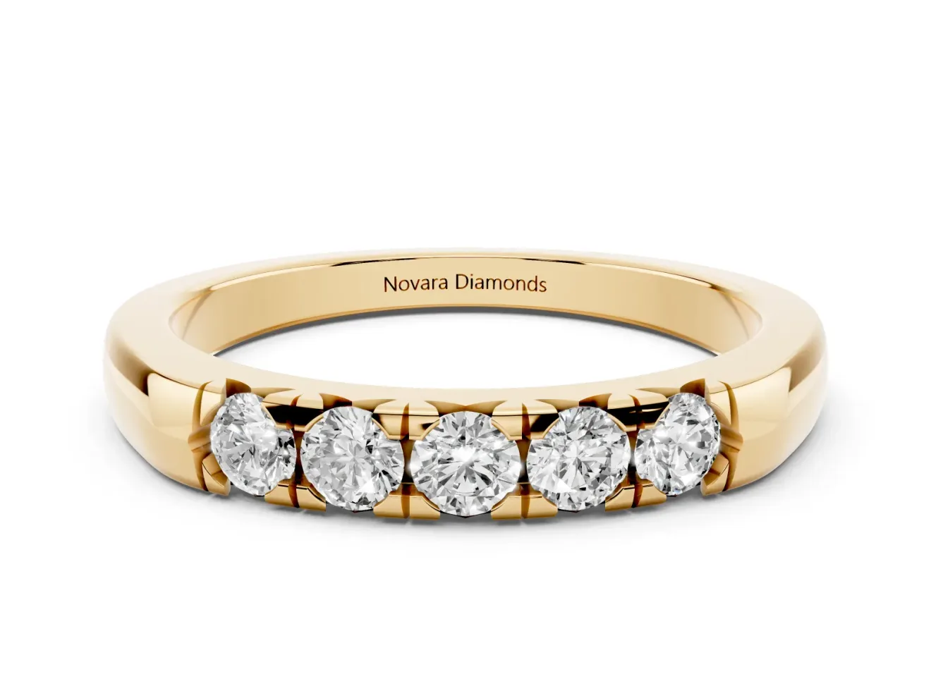 Round Diamond Half Eternity Band Set in Yellow gold with Channel Setting