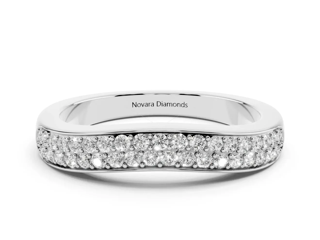 Round Diamond Pavé Contour Band Set in Silver