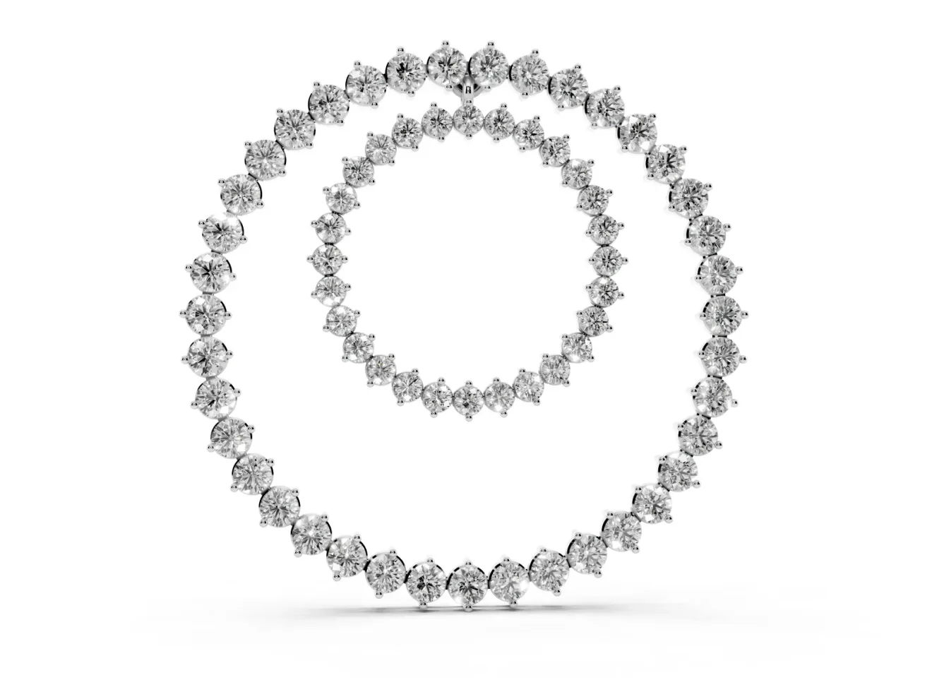 Round Diamond Double Halo Pendant Set in White gold with Prong-Set Accents