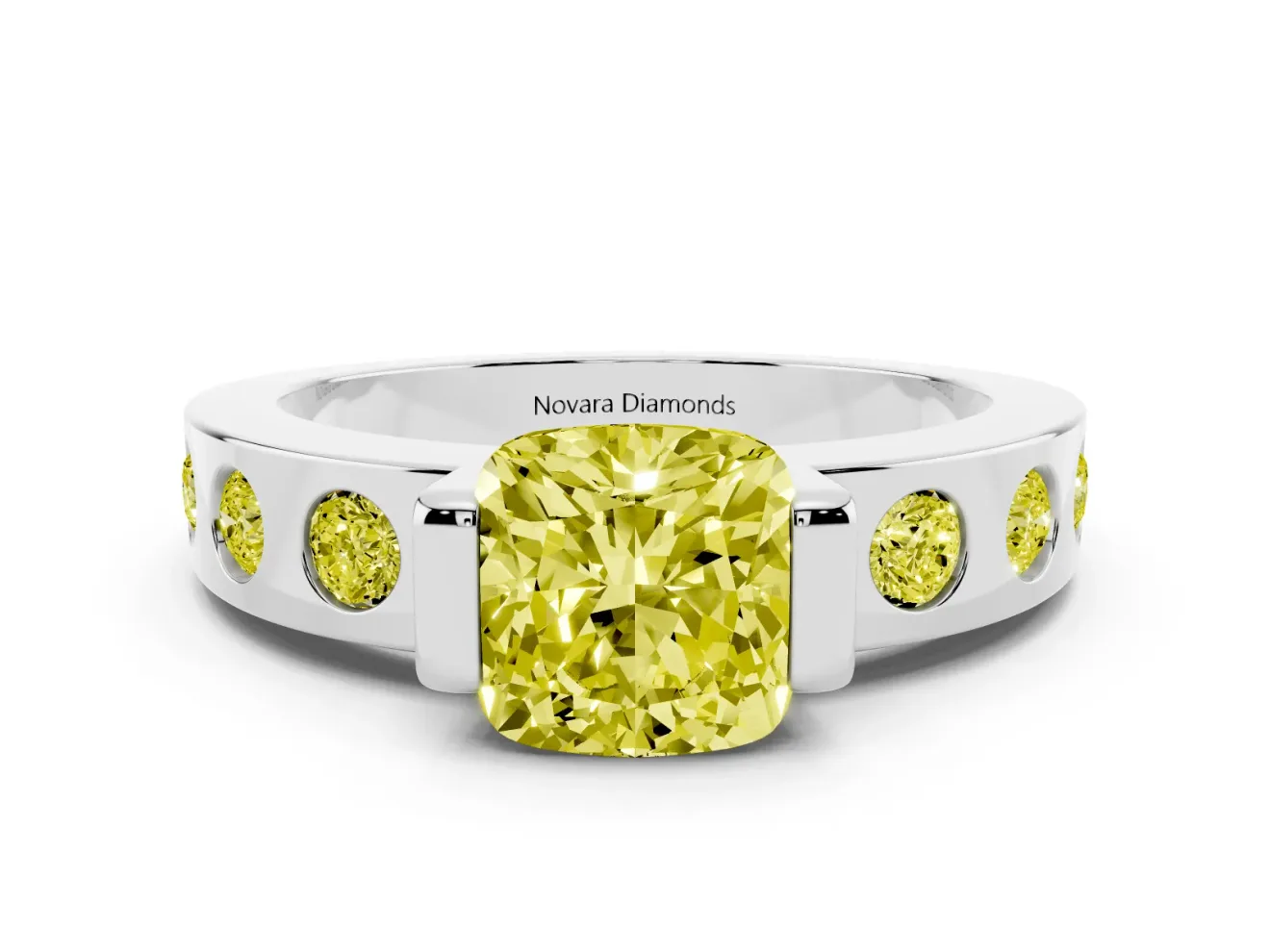 Cushion Cut Tension Style Engagement Ring Setting for a Fancy Yellow Lab-Grown Diamond | Sterling Silver