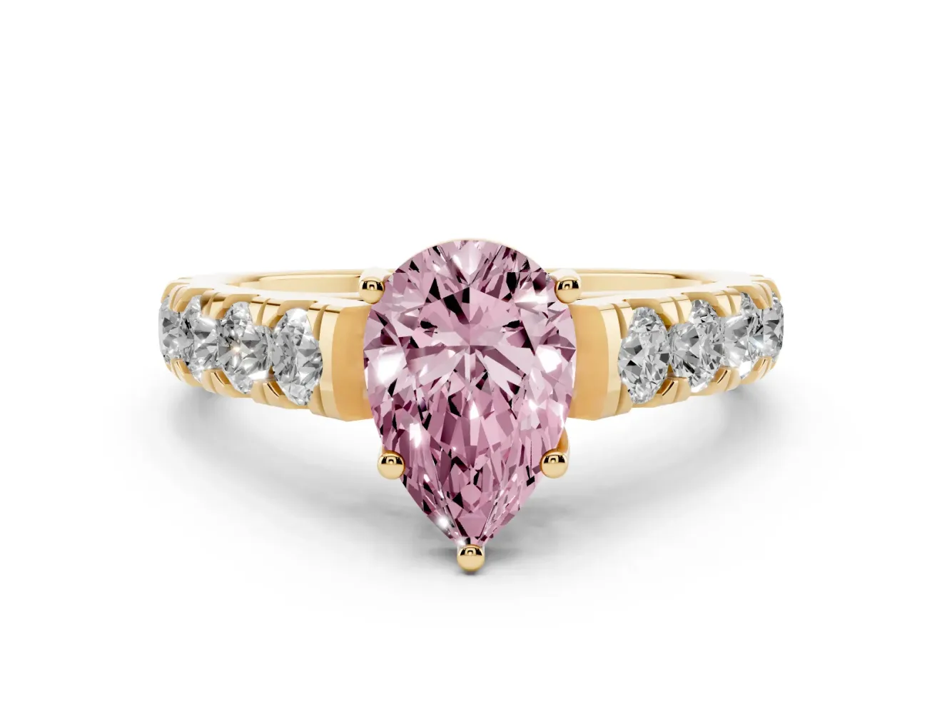 Pear-Shaped Engagement Ring Setting for a Fancy Pink Lab-Grown Diamond | Yellow Gold - Design NV-24643