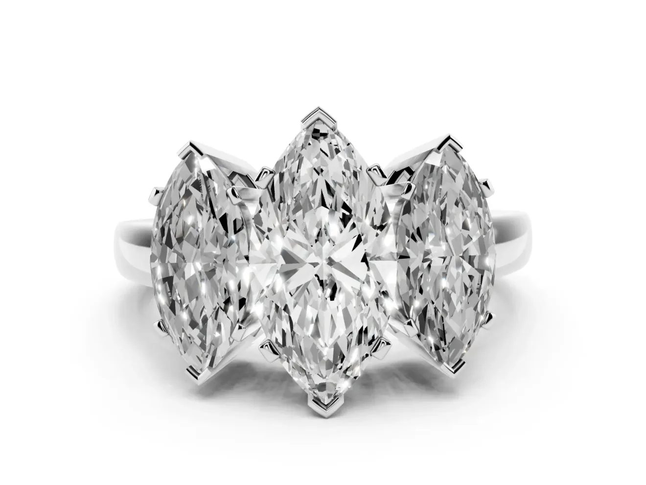 Marquise Three Stone Engagement Ring Setting | Large Side Stones | Platinum