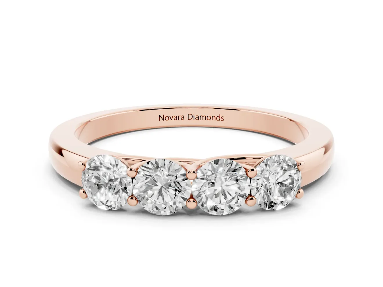 Round Diamond Four-Stone Band Set in Rose gold with Prong Setting