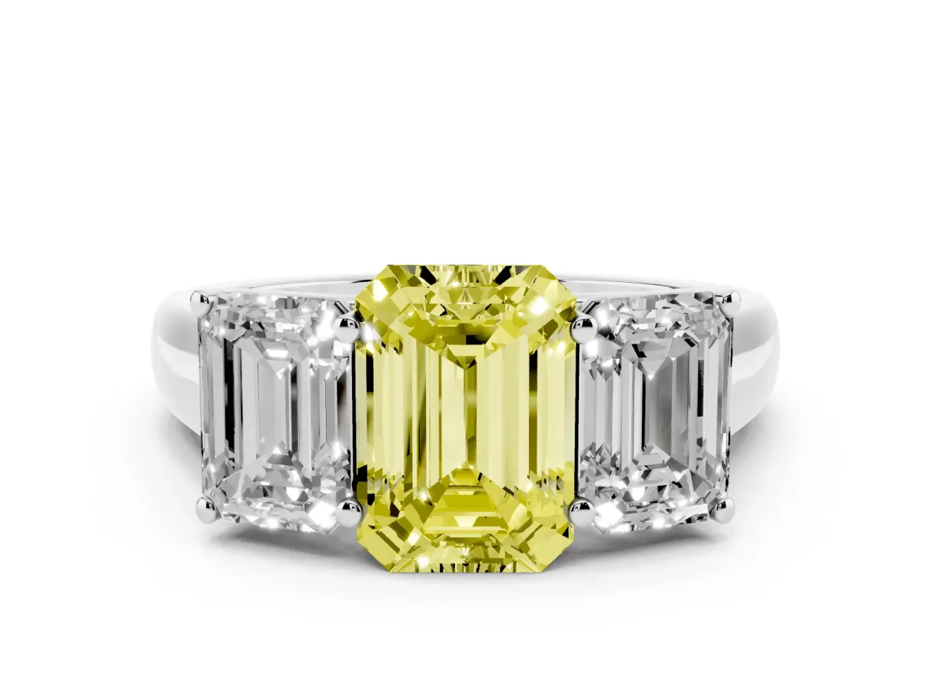 Emerald Cut Engagement Ring Setting for a Fancy Yellow Lab-Grown Diamond | Sterling Silver - Design NV-24908