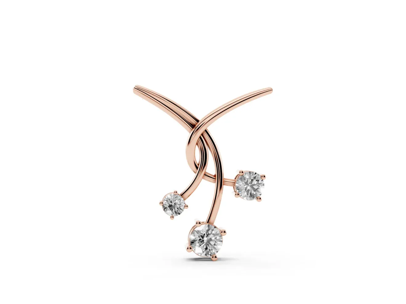 Round Lab-Grown Diamond Intertwined Pendant Necklace | Staggered Trio | Rose Gold