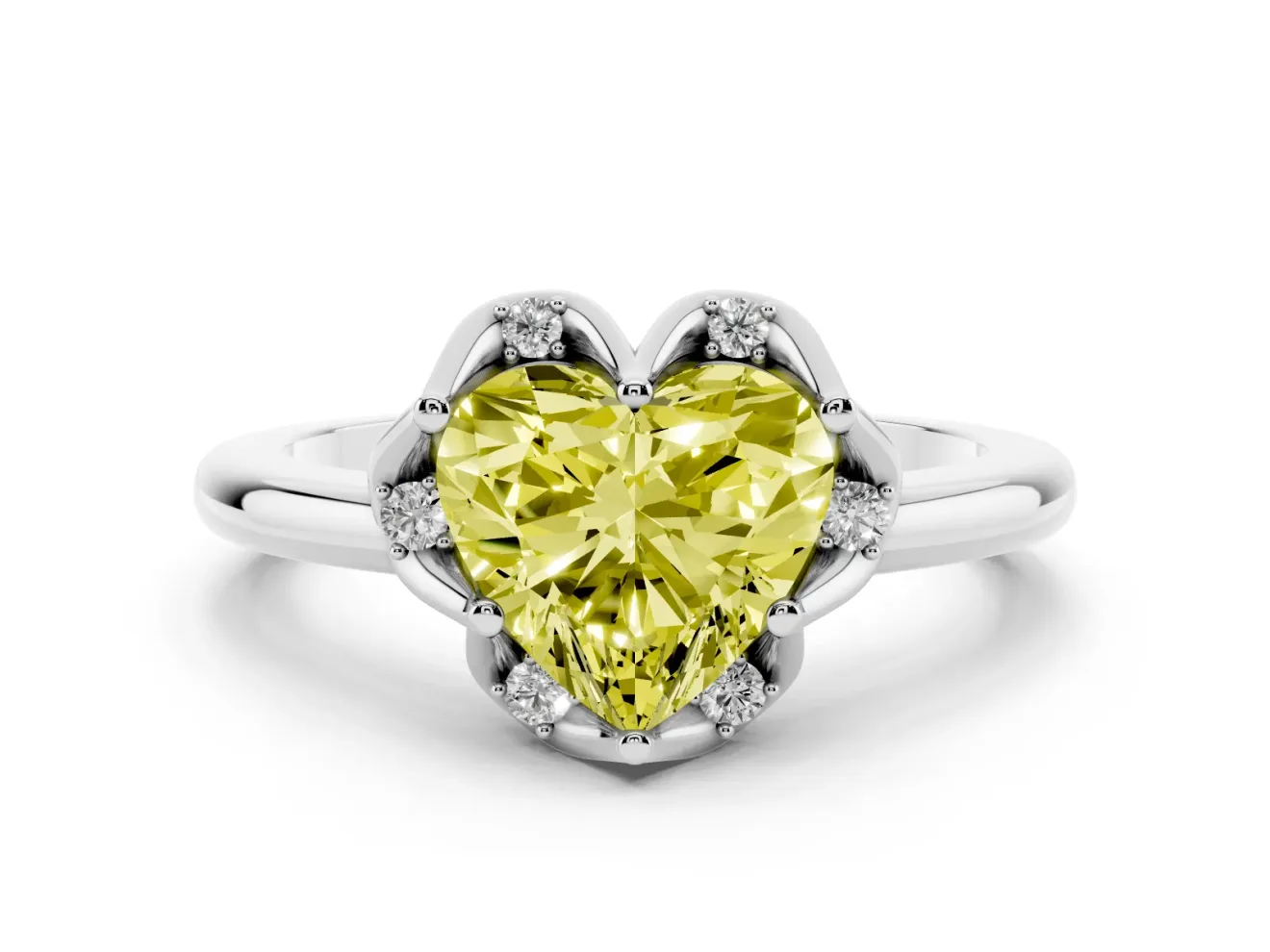Heart-Shaped Petal Halo Engagement Ring Setting for a Fancy Yellow Lab-Grown Diamond | Platinum