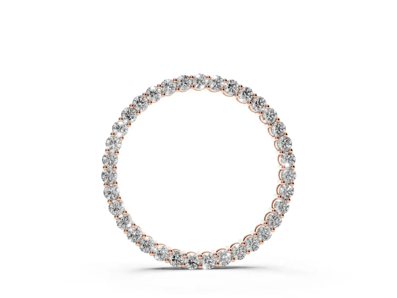 Round Lab-Grown Diamond Open Eternity Circle Pendant Necklace | Shared Prongs | Rose Gold
