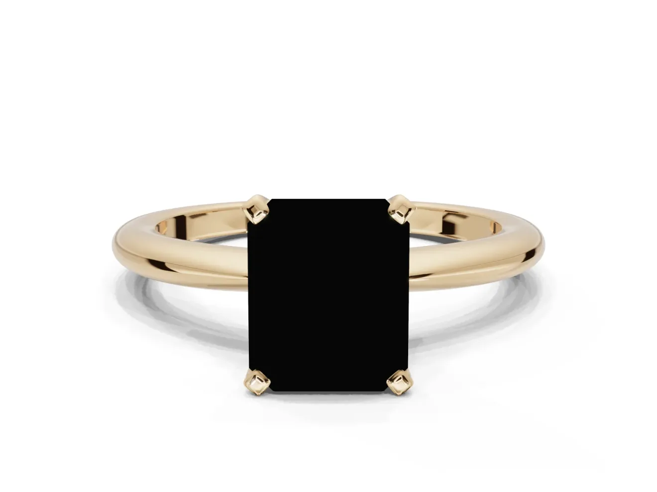 Radiant Cut Solitaire Engagement Ring Setting for a Fancy Pink Lab-Grown Diamond | Tapered Plain Band | Yellow Gold
