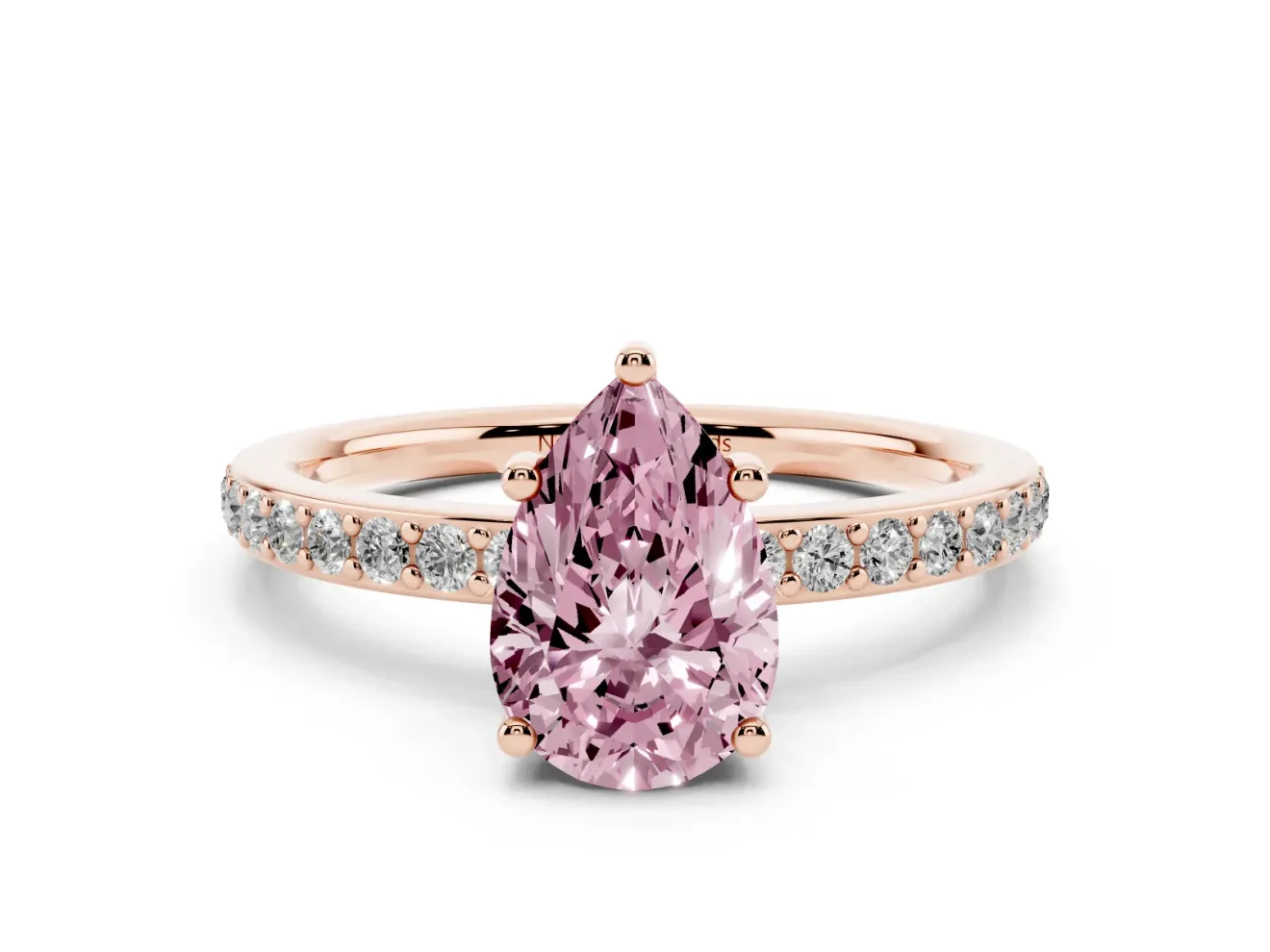 Pear-Shaped Hidden Halo Engagement Ring Setting for a Fancy Pink Lab-Grown Diamond | Rose Gold