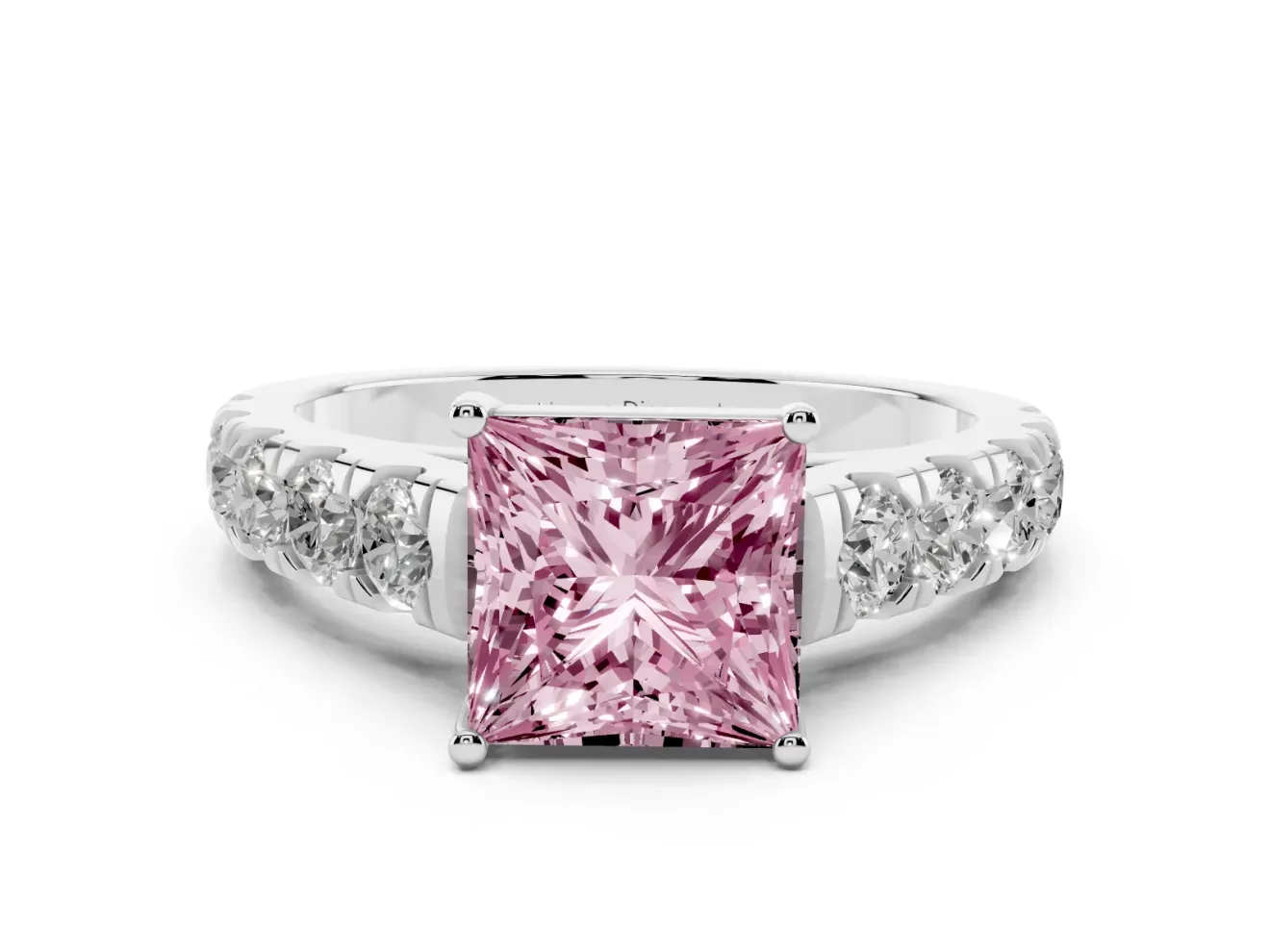 Princess Cut Engagement Ring Setting for a Fancy Pink Lab-Grown Diamond | Sterling Silver - Design NV-24643