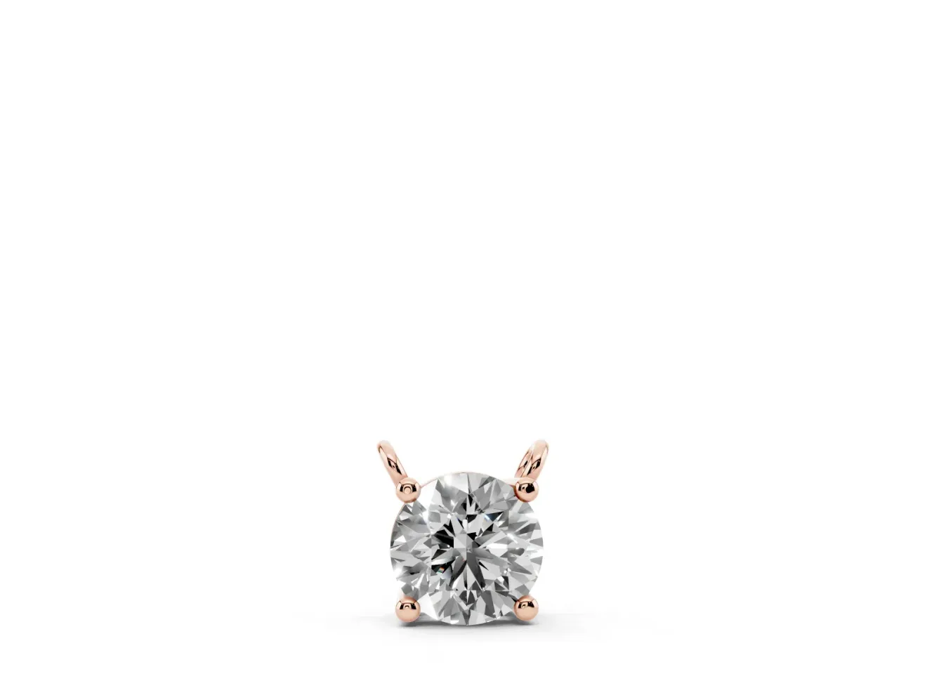 Round Lab-Grown Diamond Solitaire Pendant Necklace | Basket Setting | Rose Gold