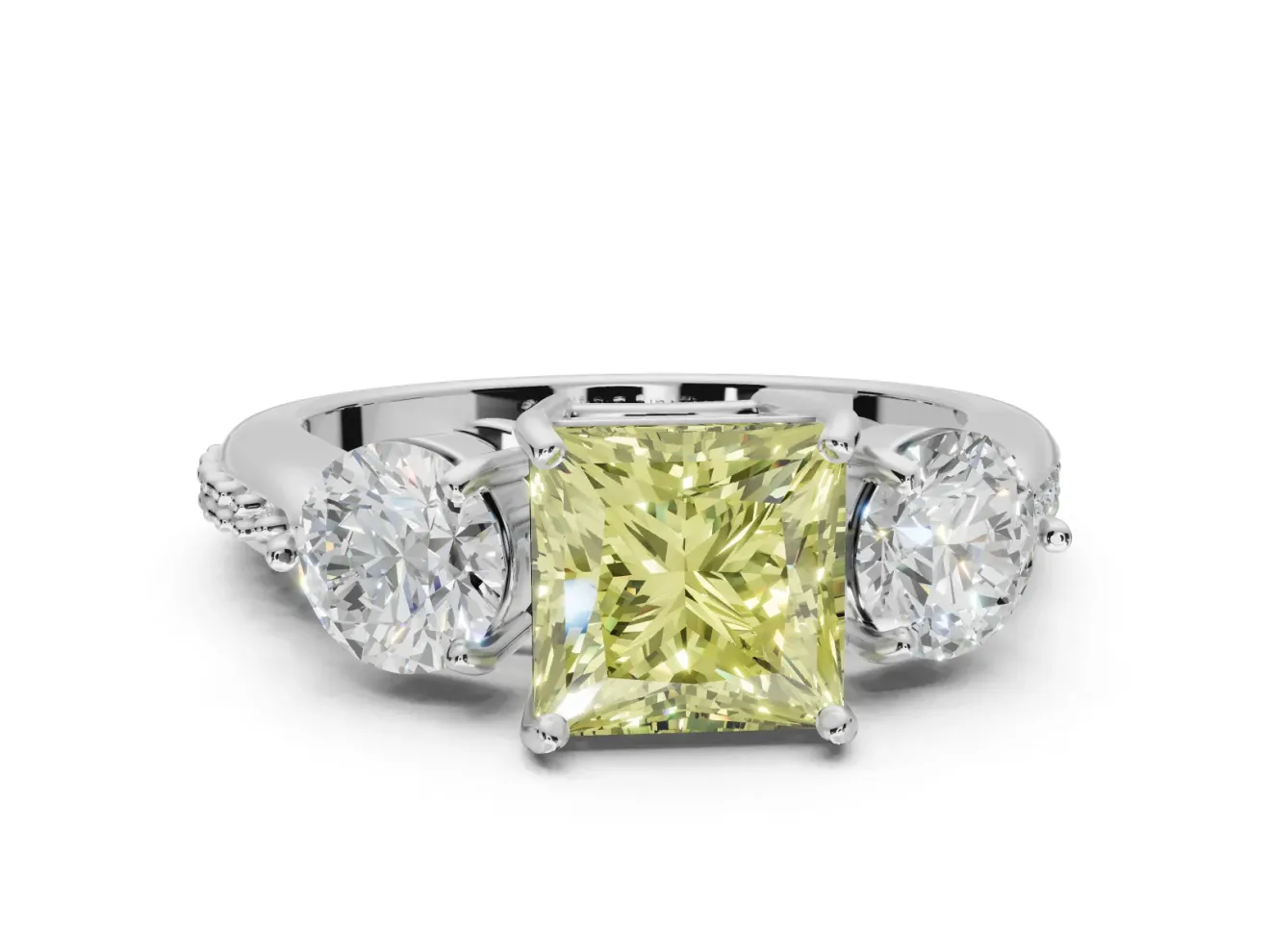 Princess Cut Engagement Ring Setting for a Fancy Yellow Lab-Grown Diamond | Sterling Silver - Design NV-24901