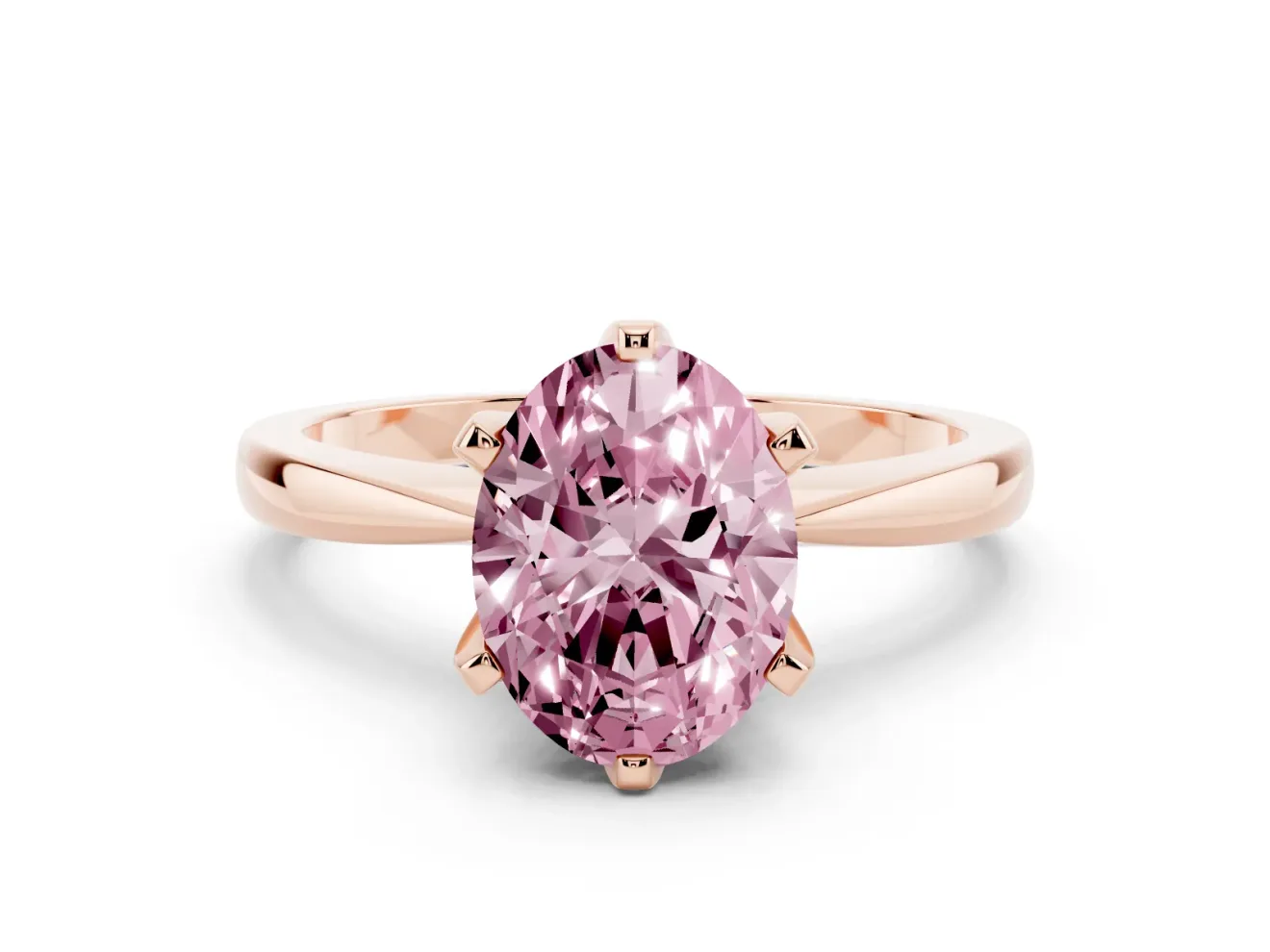 Oval Tapered Solitaire Engagement Ring Setting for a Fancy Pink Lab-Grown Diamond | Claw Prong Head | Rose Gold