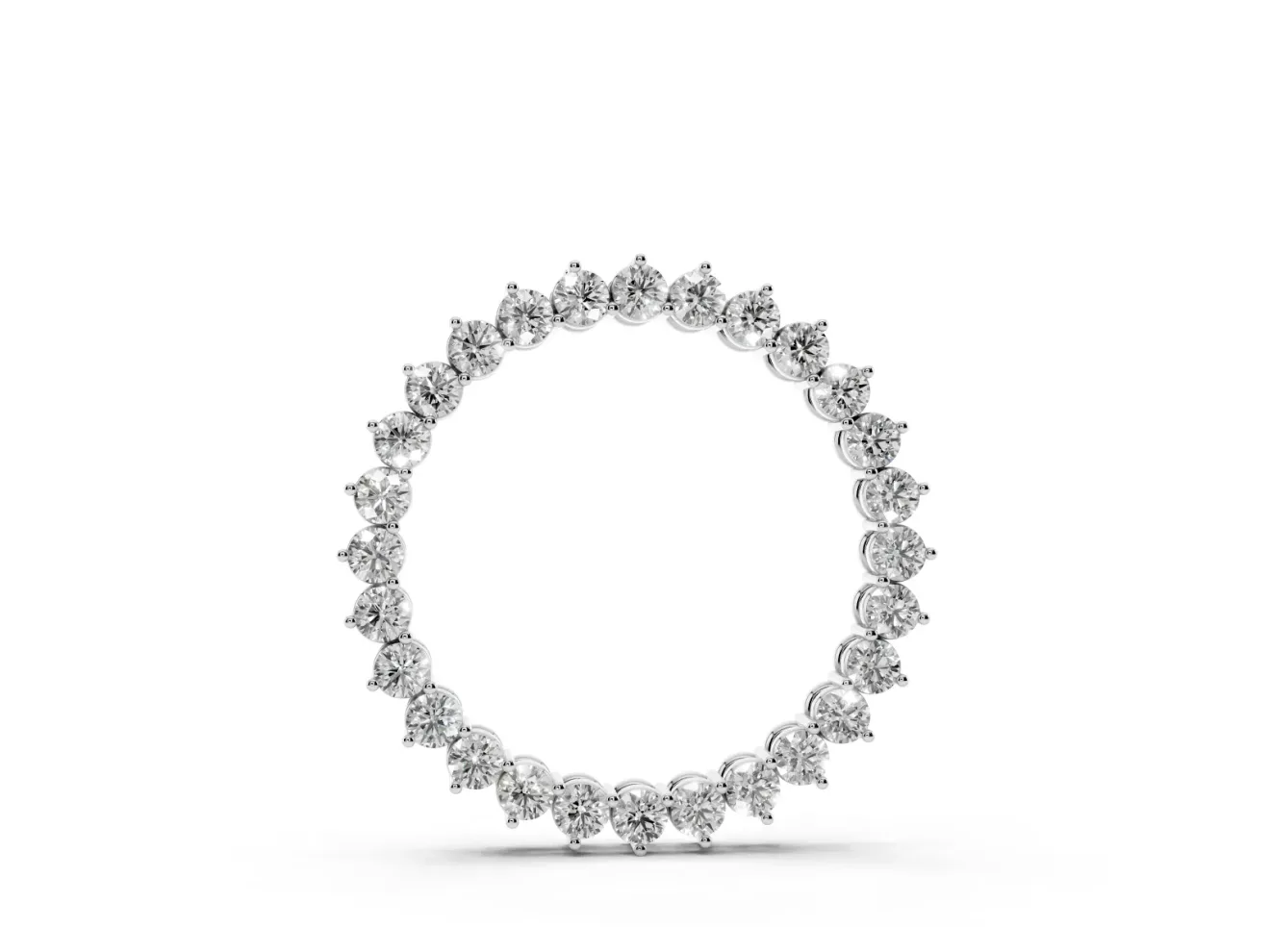 Round Lab-Grown Diamond Open Circle Pendant Necklace | Individual Prong Heads | Sterling Silver