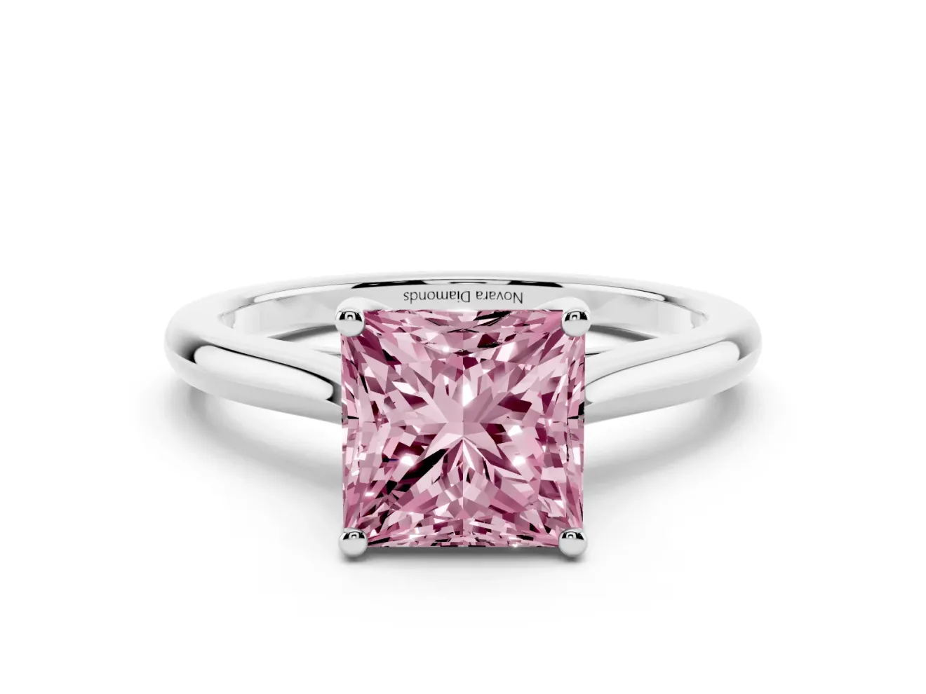 Princess Cut Cathedral Engagement Ring Setting for a Fancy Pink Lab-Grown Diamond | Platinum
