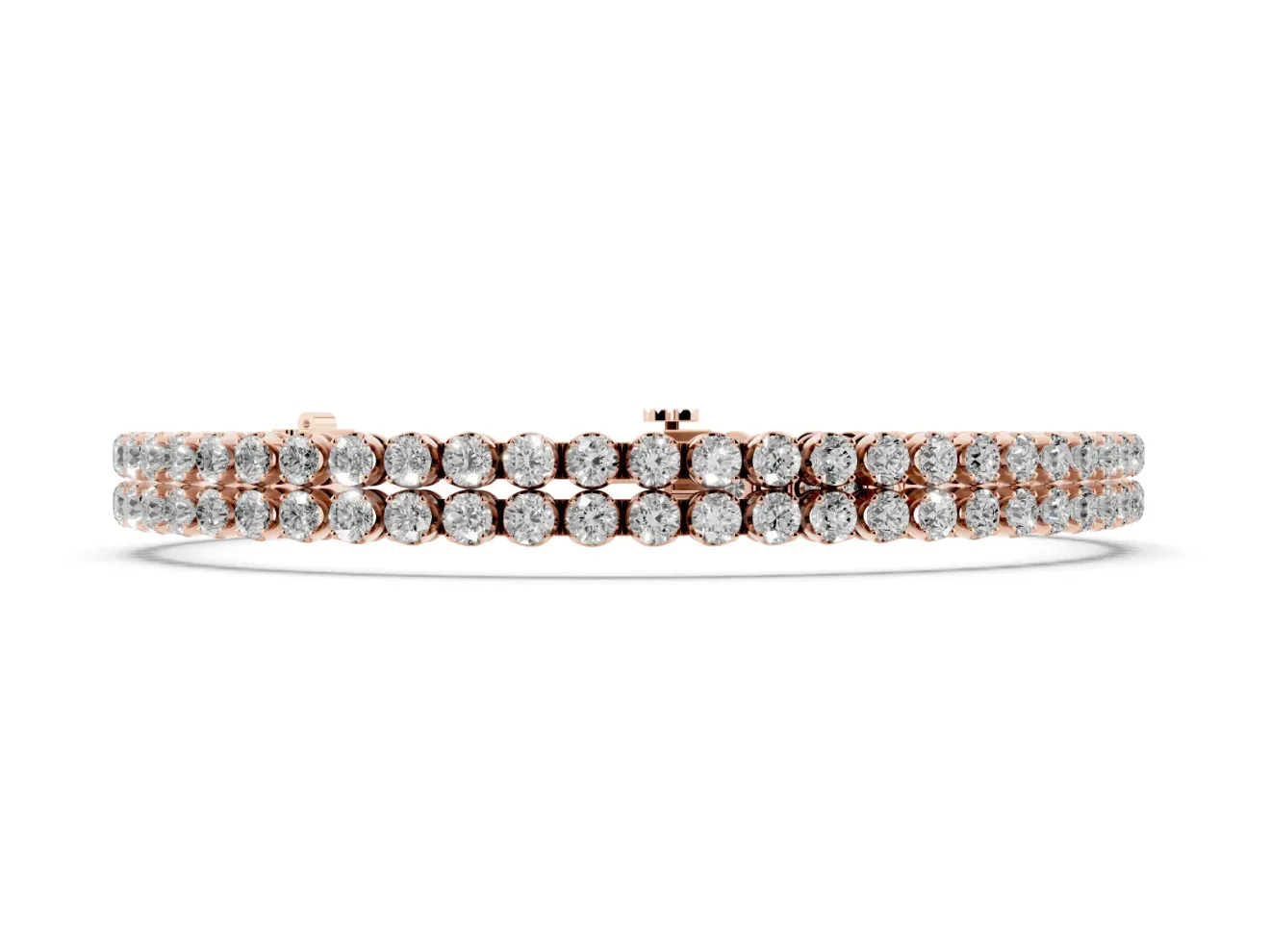 Round Lab-Grown Diamond Double Row Tennis Bracelet | Aligned Rows | Rose Gold