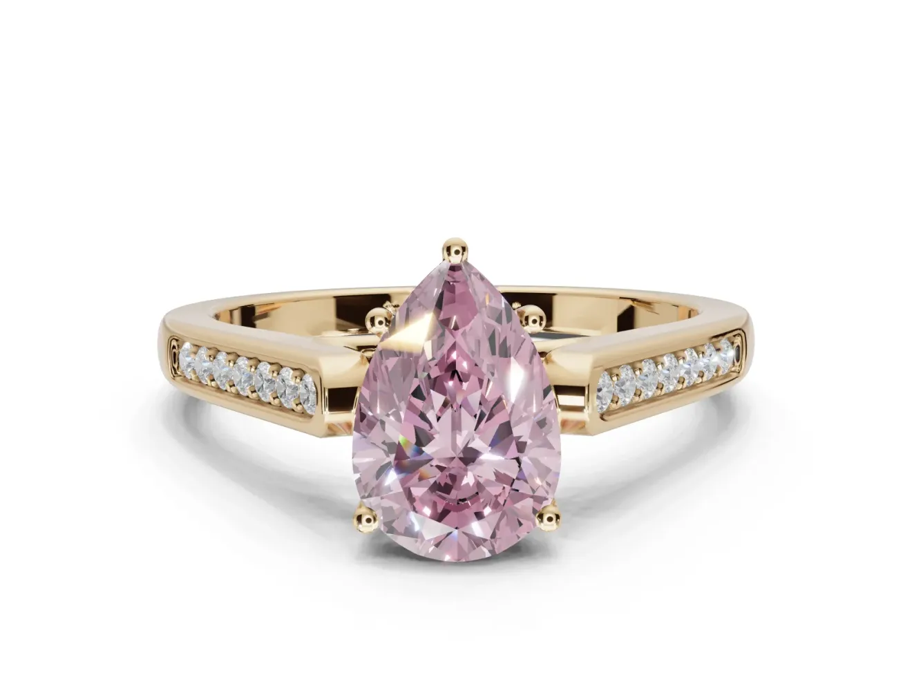 Pear-Shaped Engagement Ring Setting for a Fancy Pink Lab-Grown Diamond | Yellow Gold - Design NV-24597