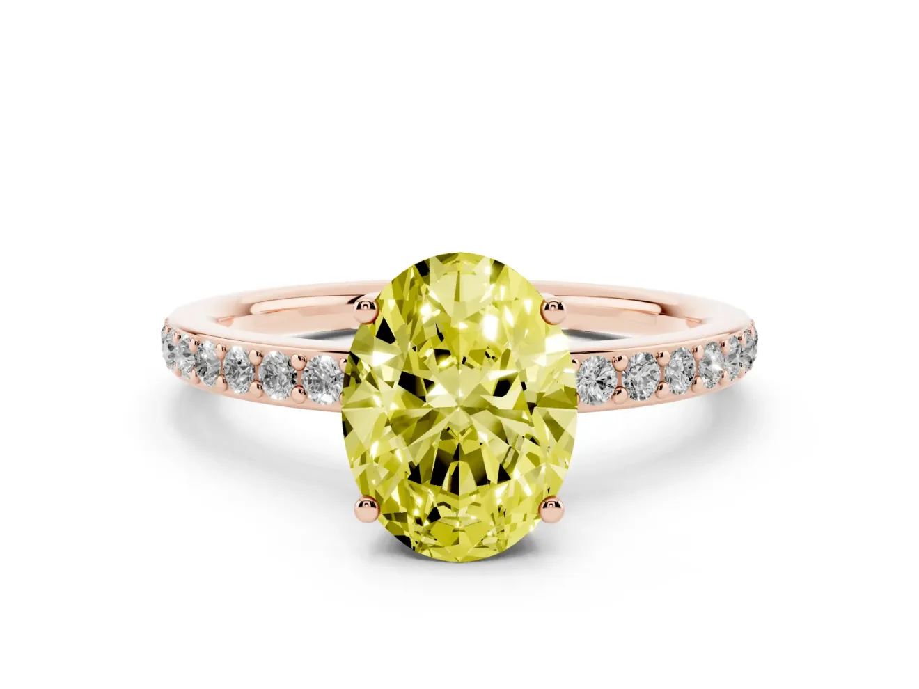 Oval Hidden Halo Engagement Ring Setting for a Fancy Yellow Lab-Grown Diamond | Rose Gold