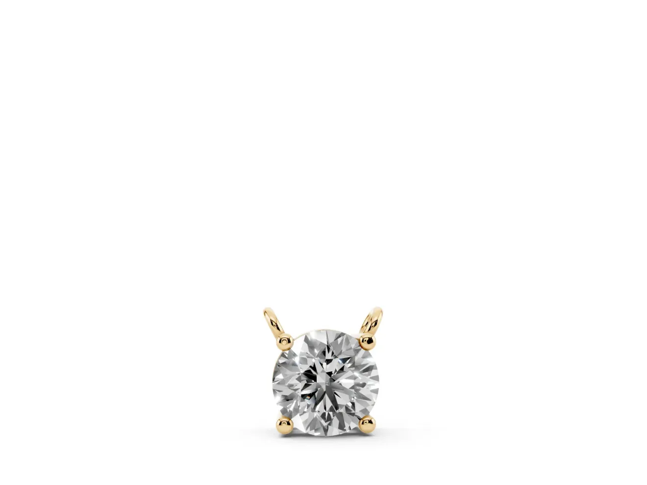 Round Lab-Grown Diamond Solitaire Pendant Necklace | Basket Setting | Yellow Gold