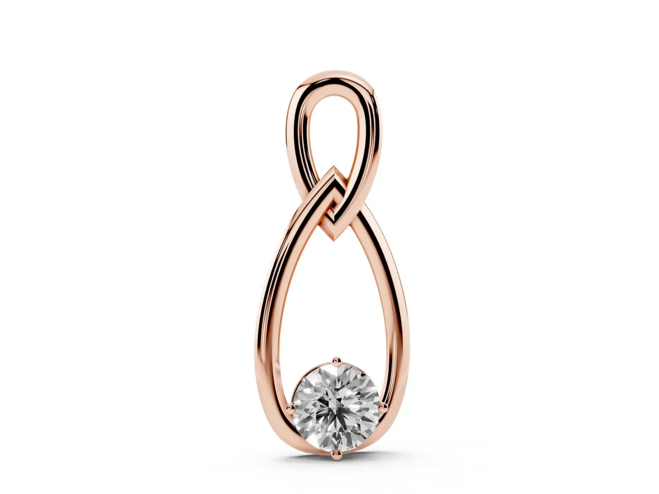 Round Lab-Grown Diamond Solitaire Infinity Pendant Necklace | Upright Loop | Rose Gold