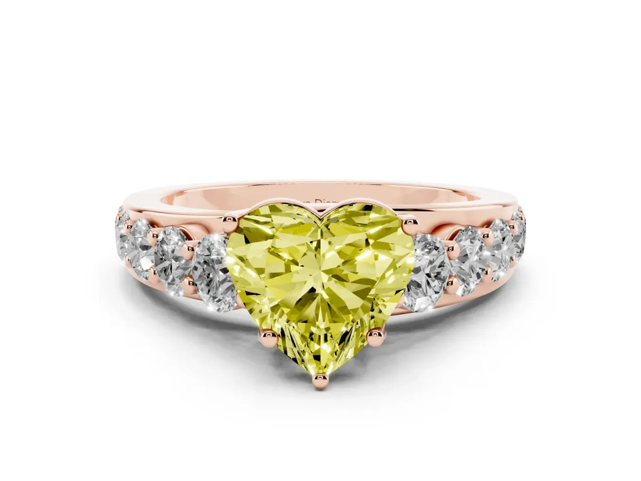 Heart-Shaped Engagement Ring Setting for a Fancy Yellow Lab-Grown Diamond | Rose Gold - Design NV-24645