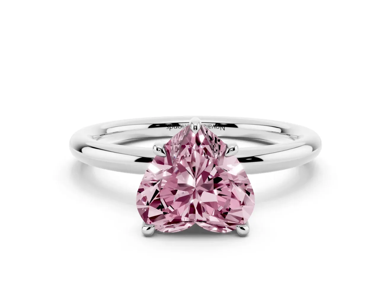 Heart-Shaped Hidden Halo Ring Setting for a Fancy Pink Lab-Grown Diamond | Sterling Silver