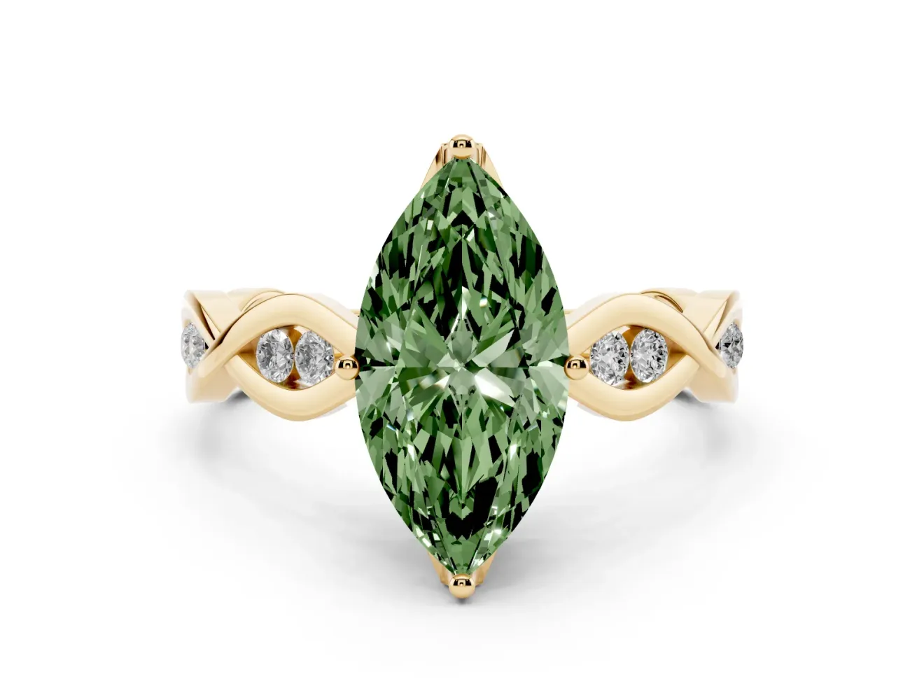 Marquise Twisted Infinity Engagement Ring Setting for a Fancy Green Lab-Grown Diamond | Yellow Gold