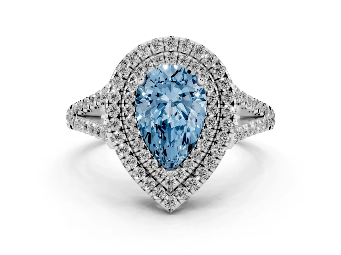 Pear-Shaped Halo Engagement Ring Setting for a Fancy Blue Lab-Grown Diamond | White Gold - Design NV-24799