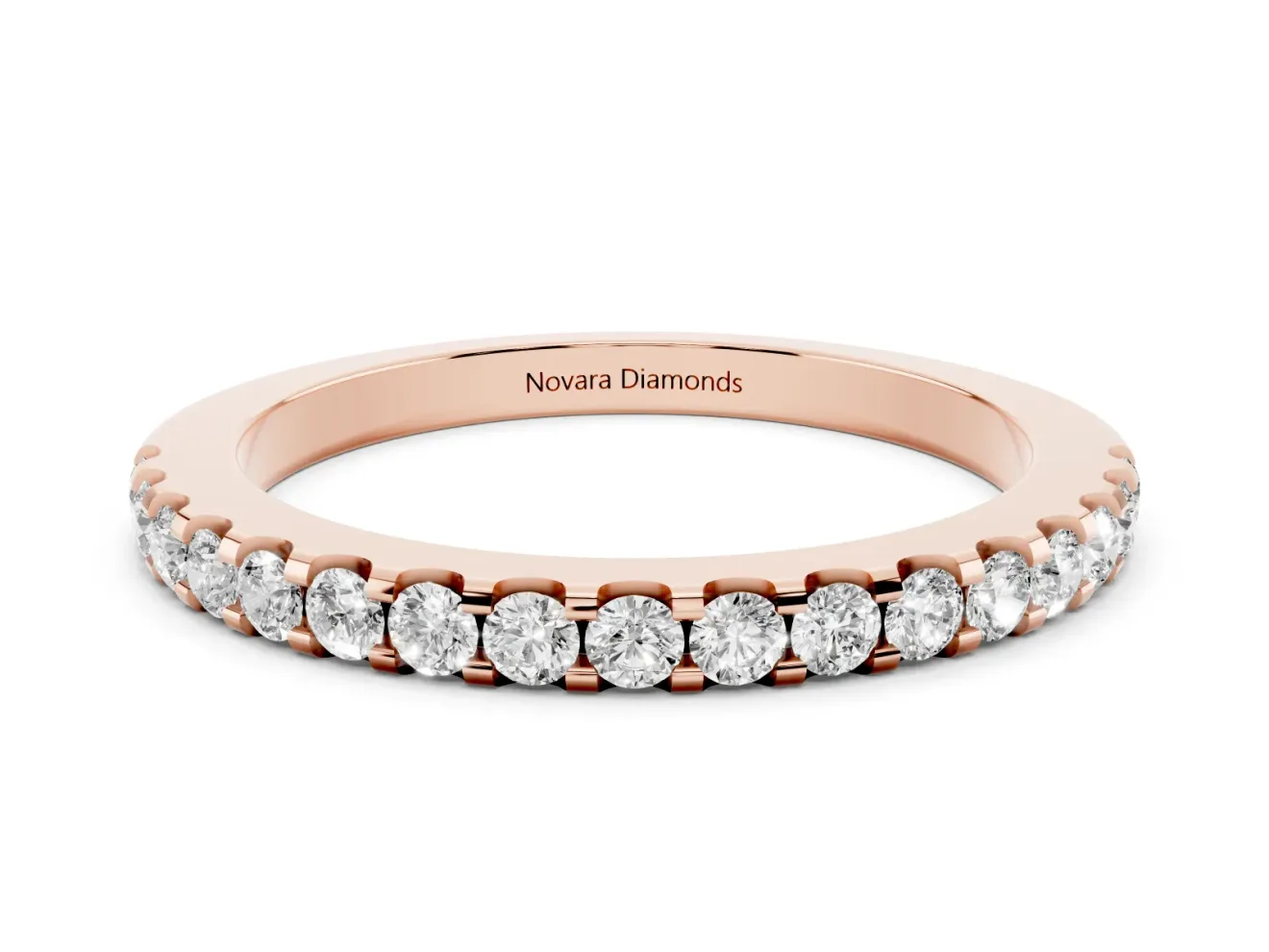 Round Diamond Pavé Eternity Band Set in Rose gold with Micro Prongs