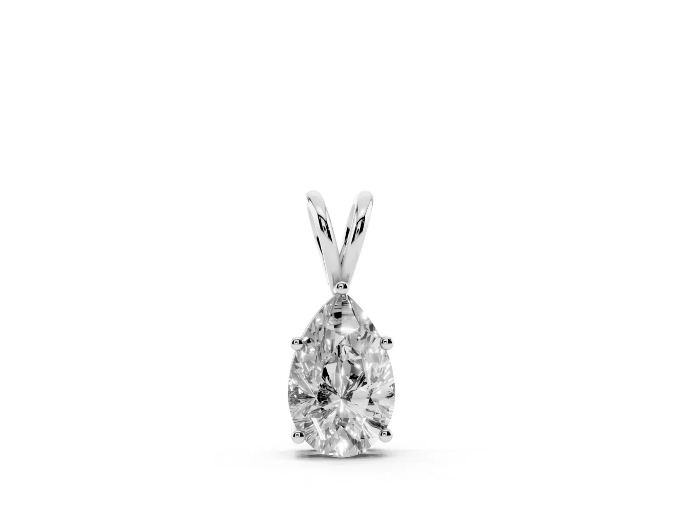 Pear-Shaped Lab-Grown Diamond Solitaire Pendant Necklace | Split V Bail | Sterling Silver