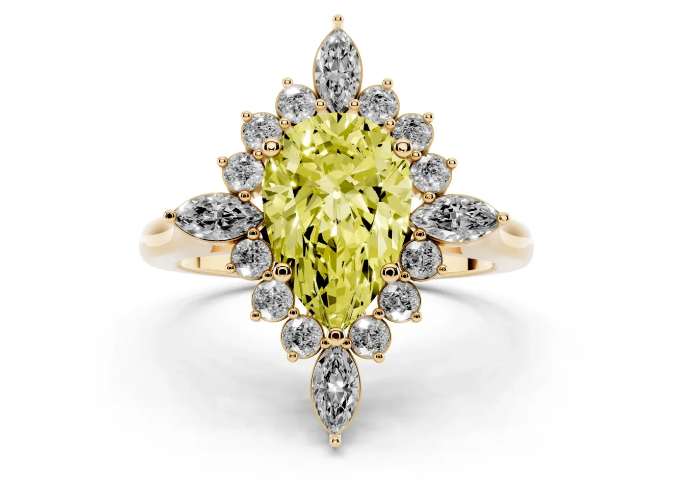 Pear-Shaped Engagement Ring Setting for a Fancy Yellow Lab-Grown Diamond | Yellow Gold - Design NV-24790