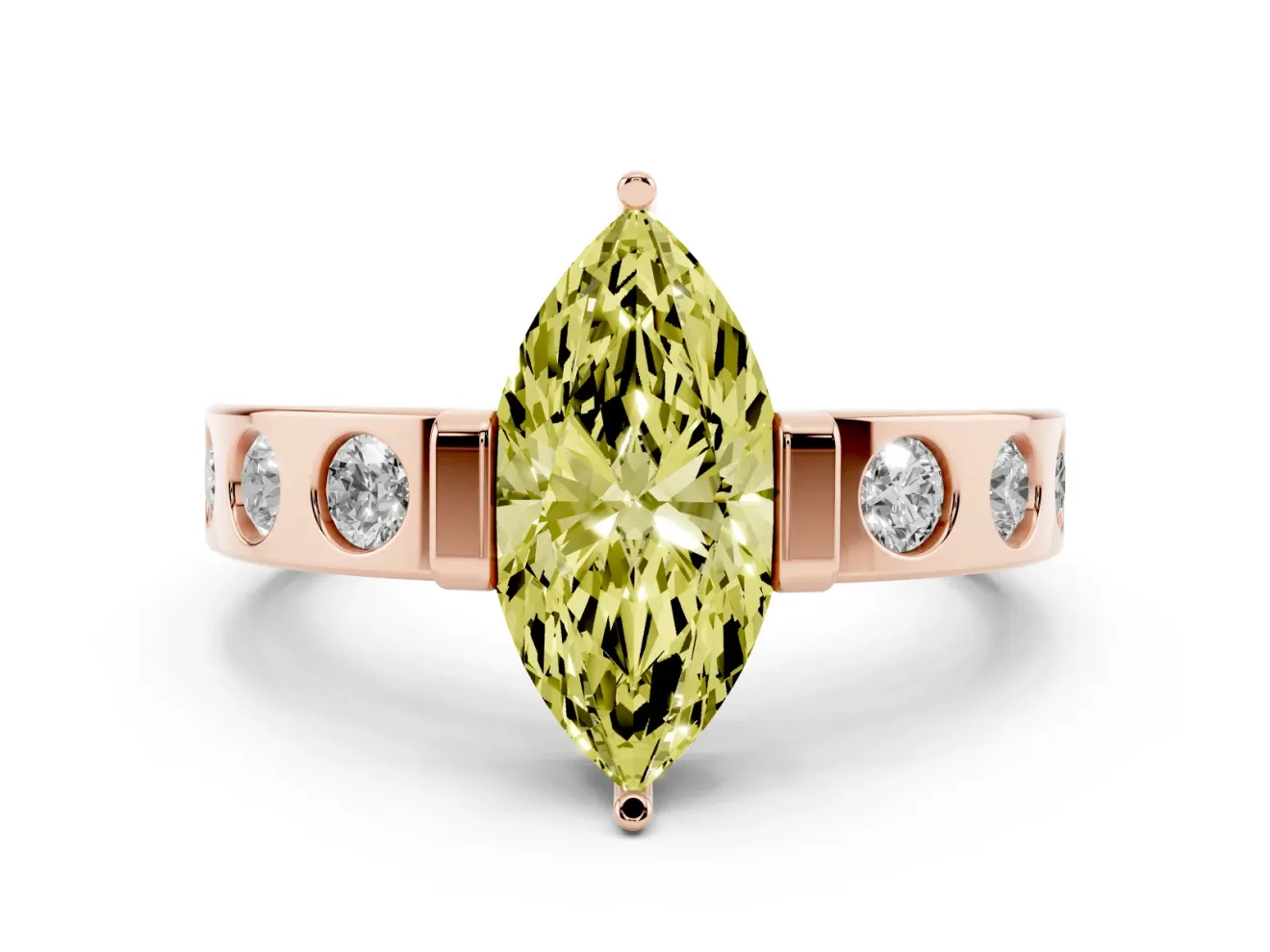 Marquise Tension Style Engagement Ring Setting for a Fancy Yellow Lab-Grown Diamond | Rose Gold