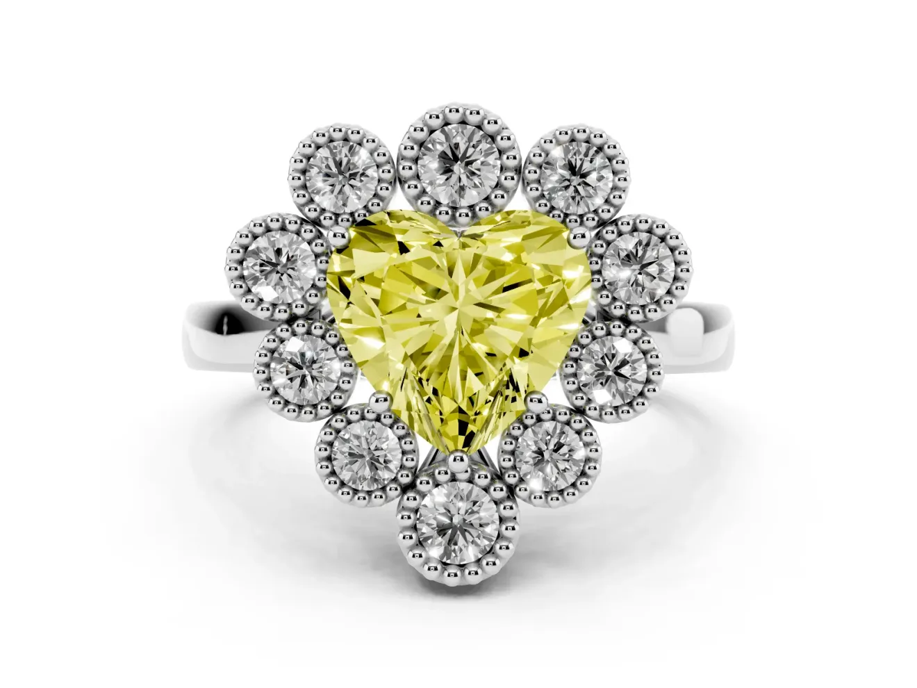 Heart-Shaped Halo Engagement Ring Setting for a Fancy Yellow Lab-Grown Diamond | White Gold - Design NV-24775