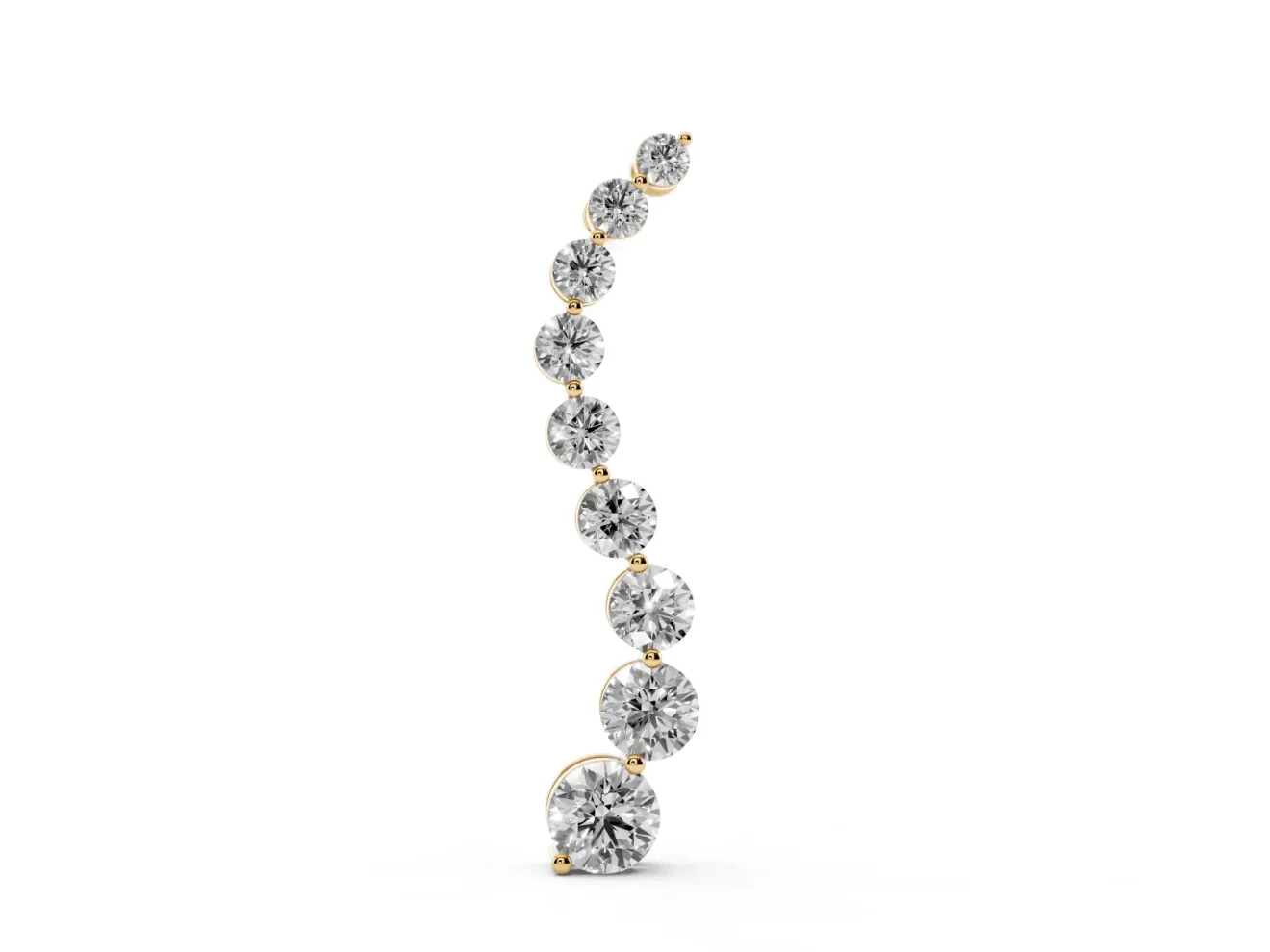 Round Lab-Grown Diamond Graduated Curve Pendant Necklace | Linked Prong Heads | Yellow Gold
