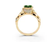 Asscher Cut Leaf Bypass Engagement Ring Setting for a Fancy Green Lab-Grown Diamond | Yellow Gold