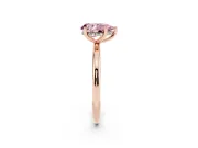 Fancy Pink Pear Cut Diamond Solitaire Engagement Ring Set in Rose gold with Prong Setting and Polished Band