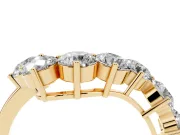 Round Diamond Curved Cluster Band Set in Yellow gold with Split Shank and Prong Setting