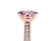 Fancy Pink Oval Cut Diamond Solitaire Ring Set in Rose gold with Slim Pavé Band and Prong Setting