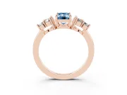 Emerald Cut Cluster Side Stone Engagement Ring Setting for a Fancy Blue Lab-Grown Diamond | Plain Band | Rose Gold