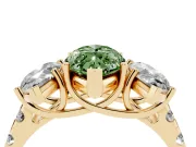 Marquise Three Stone Engagement Ring Setting for a Fancy Green Lab-Grown Diamond | Accented Shoulders | Yellow Gold