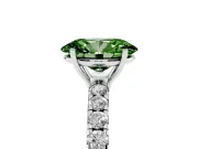 Oval Pave Solitaire Engagement Ring Setting for a Fancy Green Lab-Grown Diamond | Shared Prong Band | White Gold